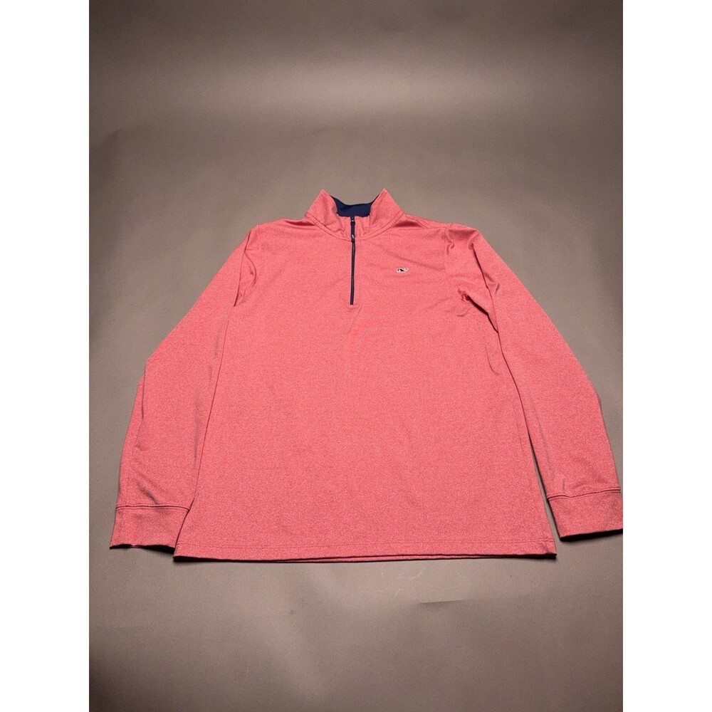 Vineyard Vines Quarter Zip Pullover Mens Large Heather Pink Performance
